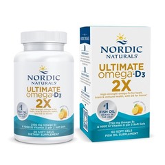 Nordic Naturals Ultimate Omega 2X with Vitamin D3, Lemon 60 Count (Pack of 1)