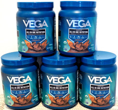 Lot of 5 Vega Organic Protein, Premium All-In-One Chocolate 13.2 oz – EXP Oct 27