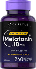 Melatonin 10Mg | 240 Pills | Berry Flavor | Fast Dissolve Tablets | Drug Free Su