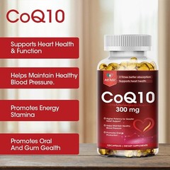 CoQ10 Ubiquinone High Absorption Q10 Coenzyme 300mg 120 Vegetarian Softgels Caps