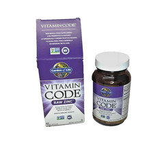 Garden of Life Vitamin Code Raw Zinc 60 Veggie Caps Gluten-Free Kosher Exp 08/27