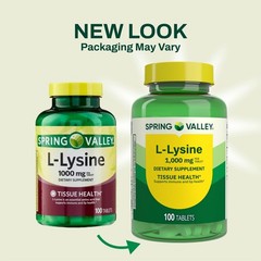 2 pack Spring Valley L-lysine Tablets 1000 mg 100 Tablets Fresh Stock