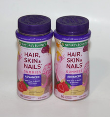 LOT (2) NATURE’S BOUNTY HAIR SKIN NAILS GUMMIES ADVANCED BIOTIN 80CT EXP 10/2026