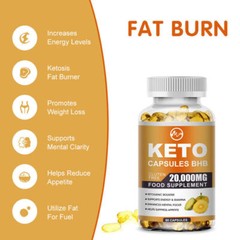 KETO BHB 20000mg Diet Pills Ketone FAT BURNER Weight Loss Sea Moss 60 Gummies