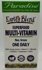 Paradise Herbs Earth’s Blend One Daily Superfood Multivitamin [No Iron], 60 caps