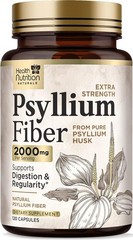 High Absorption Psyllium Husk Fiber Caps 1500 mg, Natural Soluble Fiber Capsules