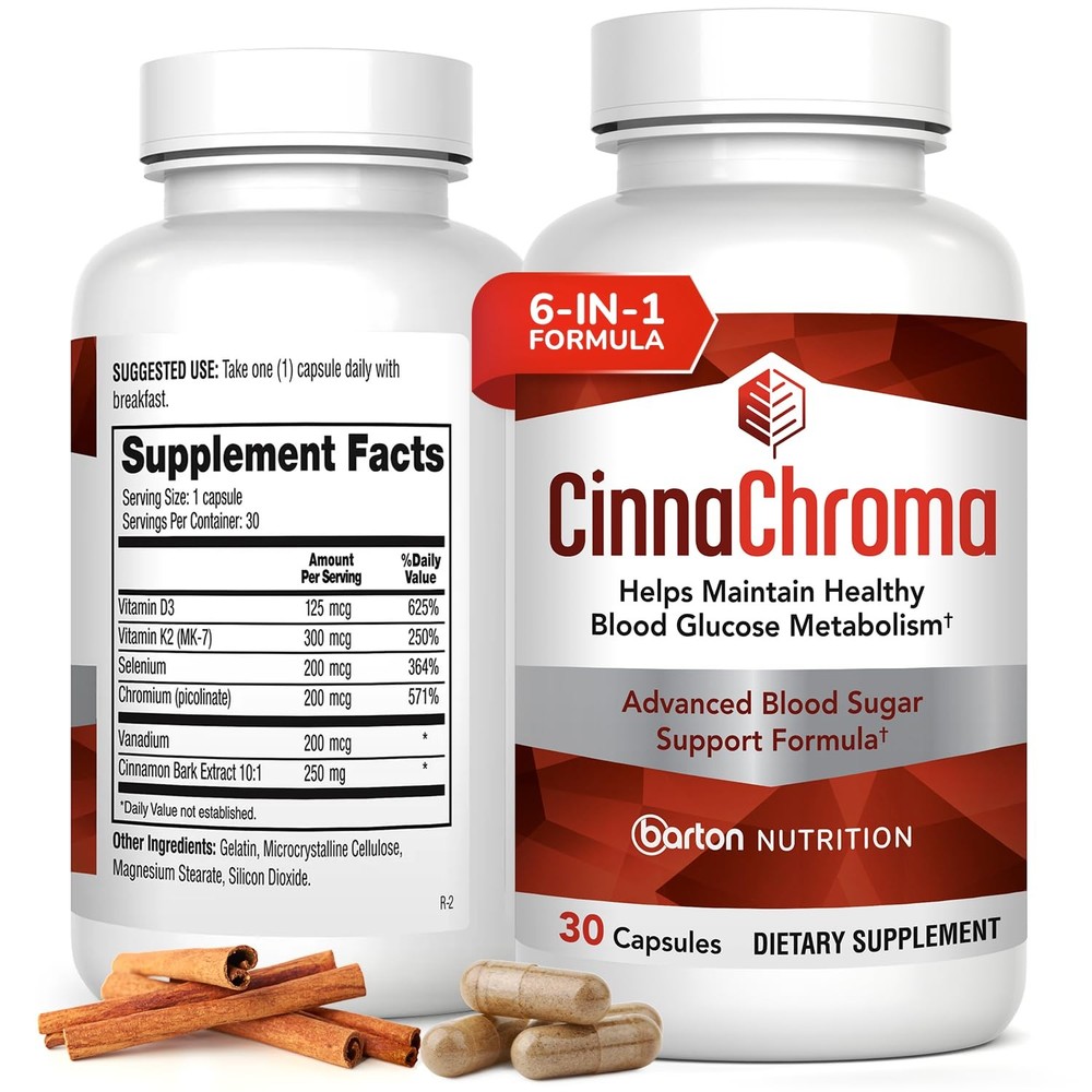 Cinnamon Supplement Capsules 10 1 Extract Chromium Vanadium 30 Count CinnaChroma