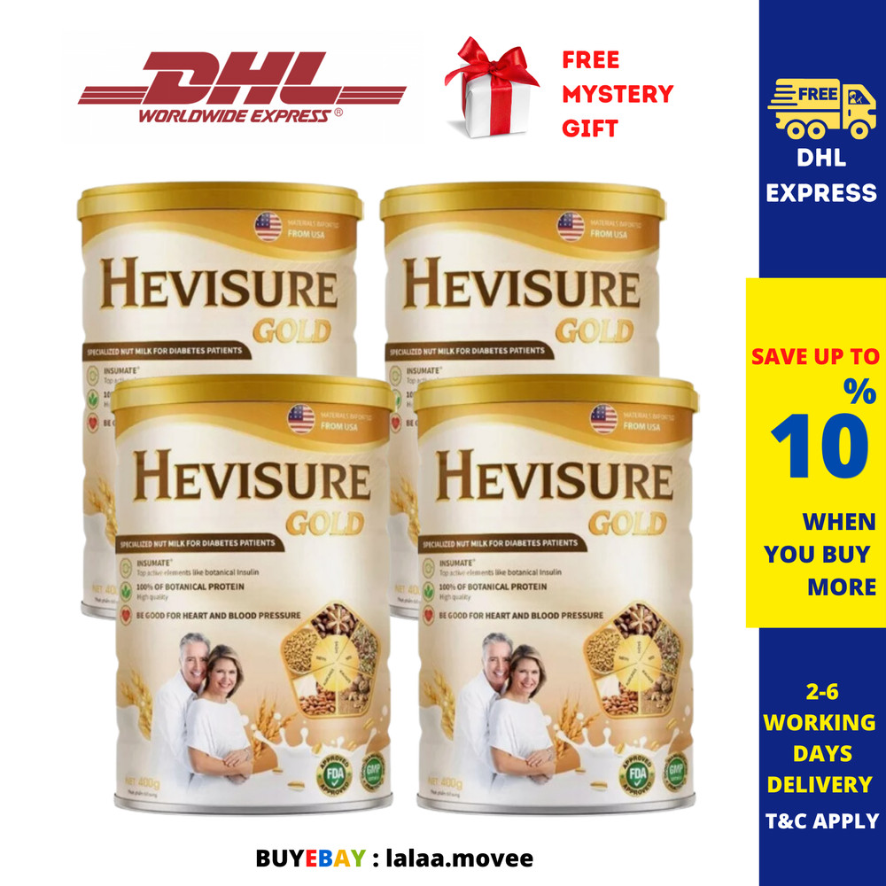4 Tin Hevisure Gold Diabetic Milk Stabilize Blood Sugar Plant-Based 400g
