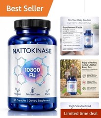 Nattokinase 10800 FU Enzyme Supplement – 60 Plant-Based Capsules for Wellness
