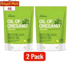 2 PACK Oil of Oregano Capsules 300 Softgels 6000mg Black Seed Oil High Strength