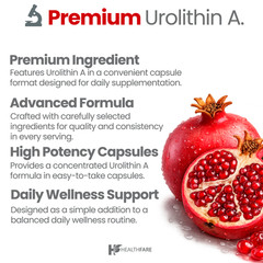 HealthFare Urolithin A | 150 Vegan Capsules | Non-GMO, Gluten-Free | Made in USA