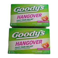 Goody’s Hangover Fast Pain Relief Berry Citrus Boost NSAID Caffeine 2 Boxes 8Pck