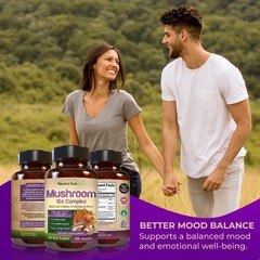 10x Mushroom Complex Supplement, Lions Mane, Reishi, Shiitake, 60 Day – 120ct