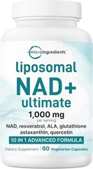 Liposomal NAD+ Ultimate 10-in-1 with Resveratrol ,1000mg | 60 Veggie Capsules