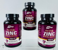 NutriFlair Zinc Picolinate 100mg, 120 Capsules Vegan, Non-GMO, Made in USA, 3 PK