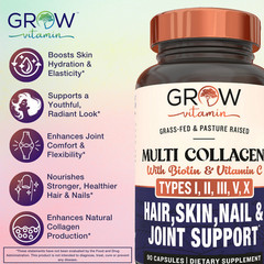 Nutrivein Multi Collagen Pills with Biotin Capsules – Hair, Skin, Nails, Bones