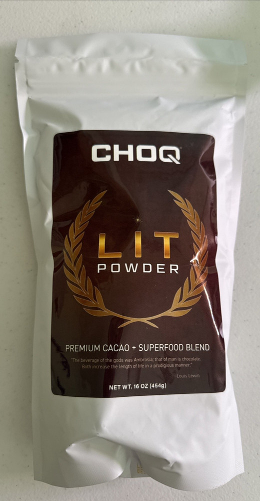 NEW CHOQ Lit Powder Premium Cacao + Superfood Blend New 16 oz (454g)