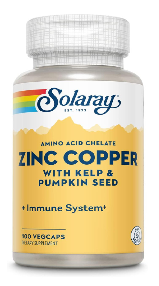 SOLARAY Zinc Copper Amino Acid Chelate – Immune Support Supplement w/Chelated Zi