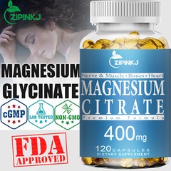 Magnesium Glycinate 400mg 120 Capsules Sleep Stress Relief Support Bone Softgel