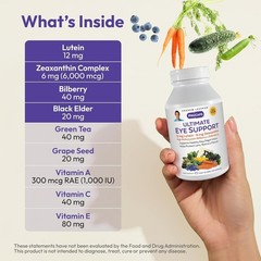 Eye Health Softgels – 12mg Lutein, 6mg Zeaxanthin, Bilberry Extract