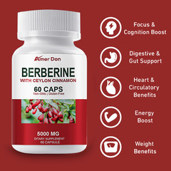 Berberine HCl 1200mg – 2 Bottles High Potency Berberine – Blood Sugar Support