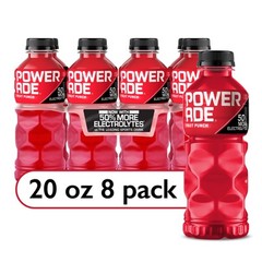 POWERADE 8 Count Fruit Punch Bottled Electrolyte Sports Drink, 20 fl oz
