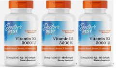 3 Pack Doctor’s Best Vitamin D3 5000 IU 180 Softgels Each Immune Health Exp 2027