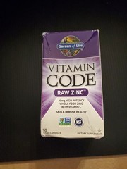 Garden of Life Vitamin Code Raw Zinc 30mg High Potency – 60 Vegan Capsules