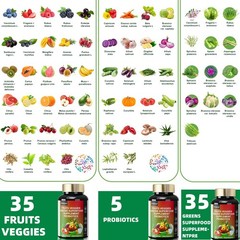 70 Fruits and Veggies Whole Food Supplement with Superfood & 5 Probiotic Strains