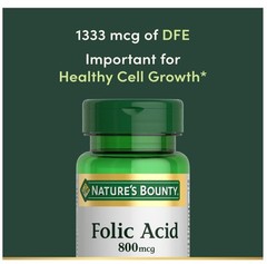 Nature’s Bounty Folic Acid 800mcg Prenatal Heart Health Vitamin 250 Tabs 1 Pack.