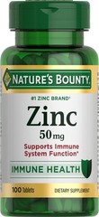 Nature’s Bounty Zinc 50mg | Immune System, Skin, 100 Count (Pack of 1), White