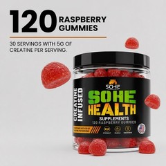 Creatine Gummies 5g 120 Ct Sugar Free Vegan Muscle SOHE HEALTH 2PK