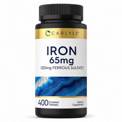 Carlyle Iron 65mg (325mg Ferrous Sulfate) 400 Coated Tablets Non-GMO