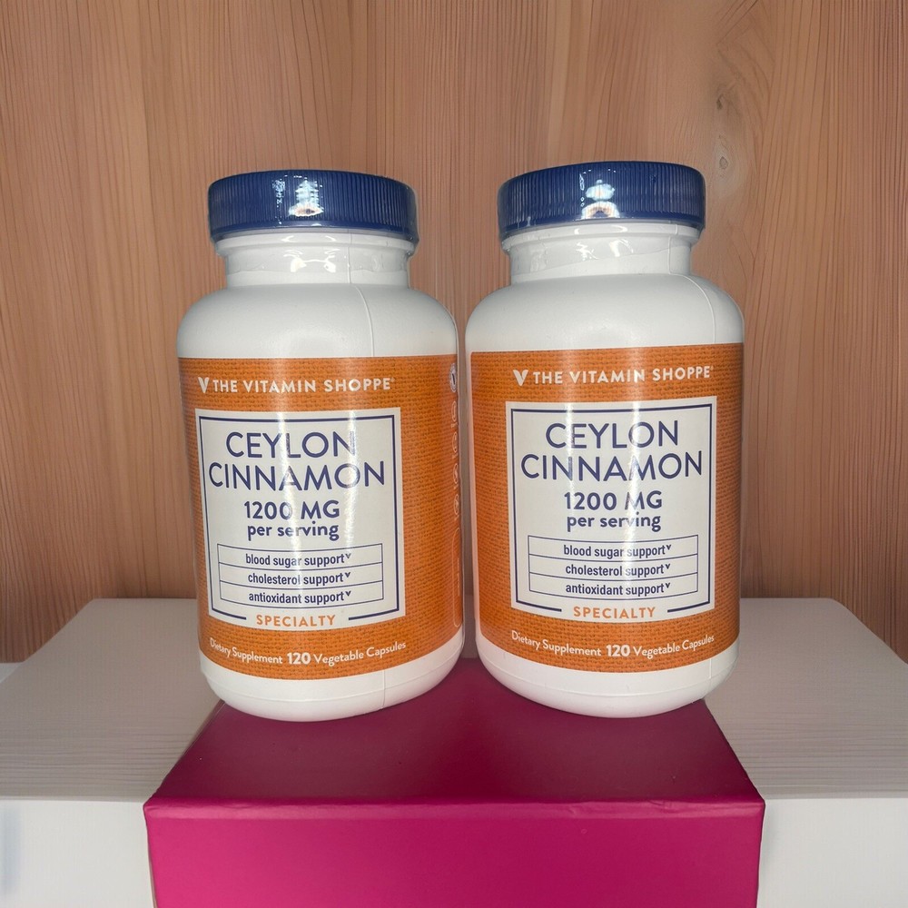 The Vitamin Shoppe Ceylon Cinnamon 1200mg 120 Caps Blood Sugar Support Twin Pack