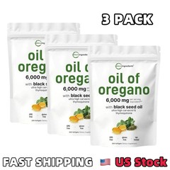 3 Pack Oil of Oregano with Black Seed Oil, 300 Softgels LATEST Microingredients.