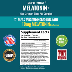 Natural Sleep Aid Pills – Melatonin 10mg w Multivitamins Multiminerals & Herbs