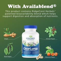 RidgeCrest Herbals ClearLungs Extra Strength, Natural Lung, Nasal Health Form…