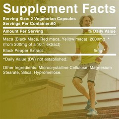 Maca Root 120pcs,Builds Muscle and Strength, Regulate Mood, Balances Hormones