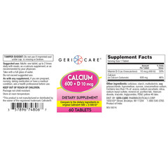 Geri-Care Calcium 600 mg + Vitamin D3 – 60 Tablets | Caltrate (6 Pack) – 6-2027
