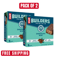 CLIF Builders -Chocolate Mint Flavor -Plant Based Protein Bars 2.4 oz Pack of 2