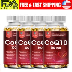 1-4pc CoQ 10 Coenzyme Q10 Vegan 300mg 120 Capsules Cardiovascular Heart Health