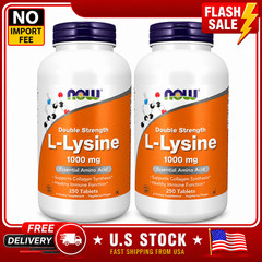 NOW Foods L-Lysine 1000mg Double Strength 250 Tablets Vegan Amino Acid 2 Pack