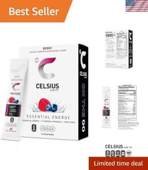 Portable Energy Boost – 14 Berry Flavored Powder Sticks, Zero Sugar, 7 Vitamins