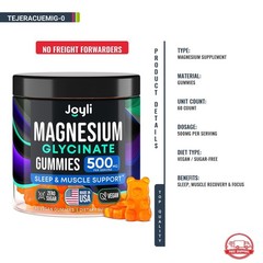 Glicinato De Magnesio 500mg Gomitas Para Sueño Musculos Adultos Ninos 60ct