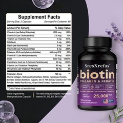Biotin Collagen Keratin-Hair Growth,Skin Health,Strong Nails 30/60/120 Capsules
