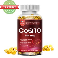CoQ-10 300mg 120 Softgels Coq10 Co Q10 Coenzyme Heart Support NON GMO Capsules