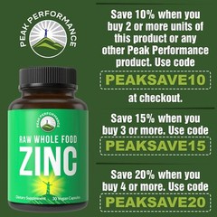 Raw Whole Food Best Vegan Zinc Supplement with Vitamin C. Zinc Supplements by…