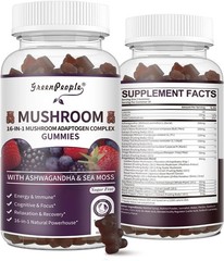 GREENPEOPLE (2-PACK) Mushroom Gummies w/Ashwagandha, Lions Mane, Cordyceps Chaga