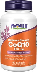 NOW Foods, CoQ10 600 mg, Maximum Strength with Vitamin E & Lecithin, 60 Softgels