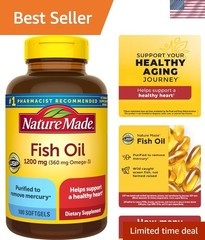 100 Count Fish Oil Supplements – 1200mg Omega-3 for Cardiovascular Wellness
